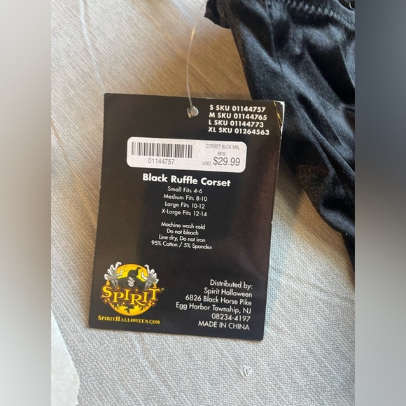 Spirit BNWT adult small black ruffle corset - Picture 5 of 5